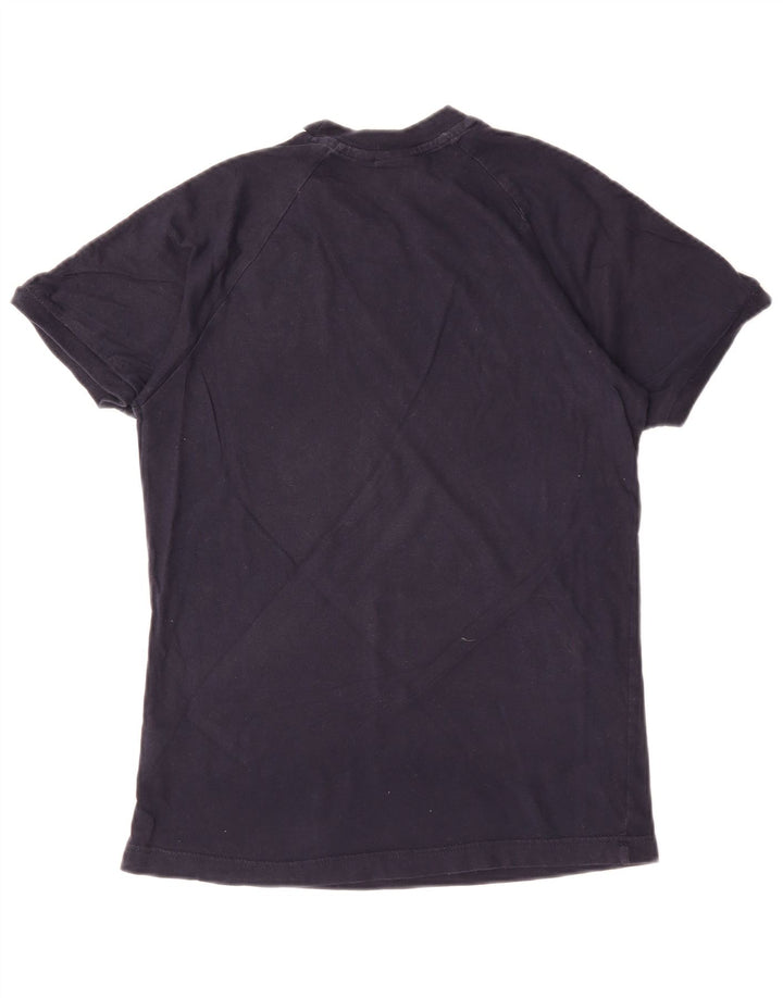 ADIDAS Womens Graphic T-Shirt Top UK 10 Small Navy Blue Cotton