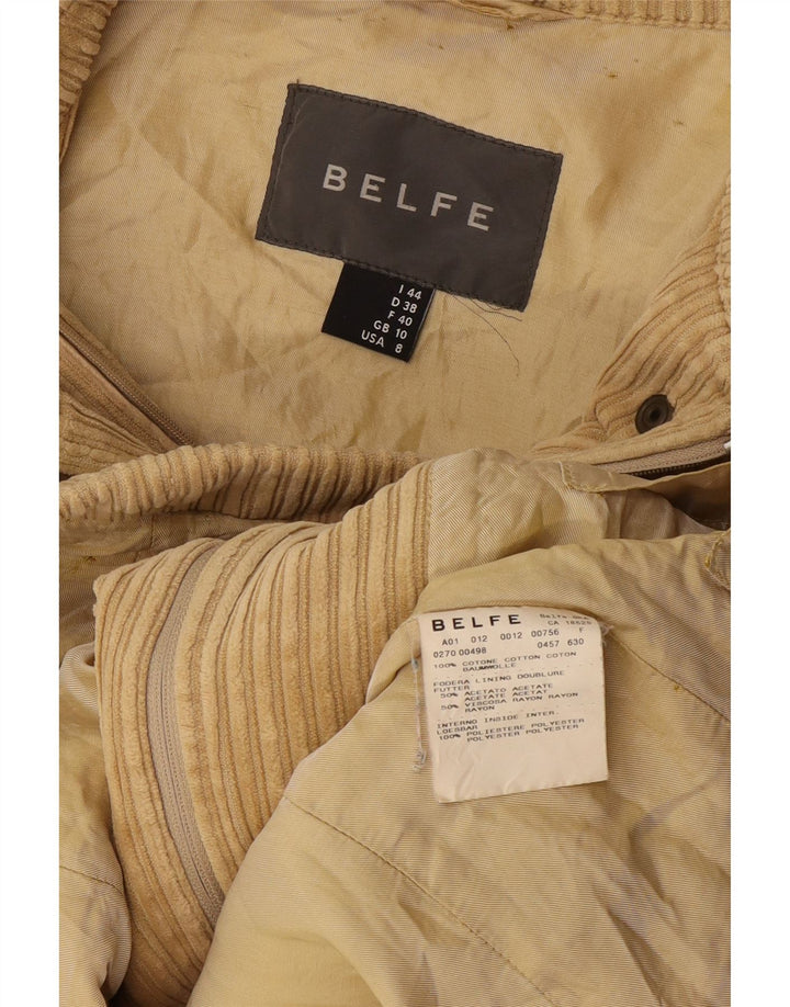 Belfe & Belfe Womens Oversized Corduroy Jacket UK 10 Small Beige Cotton