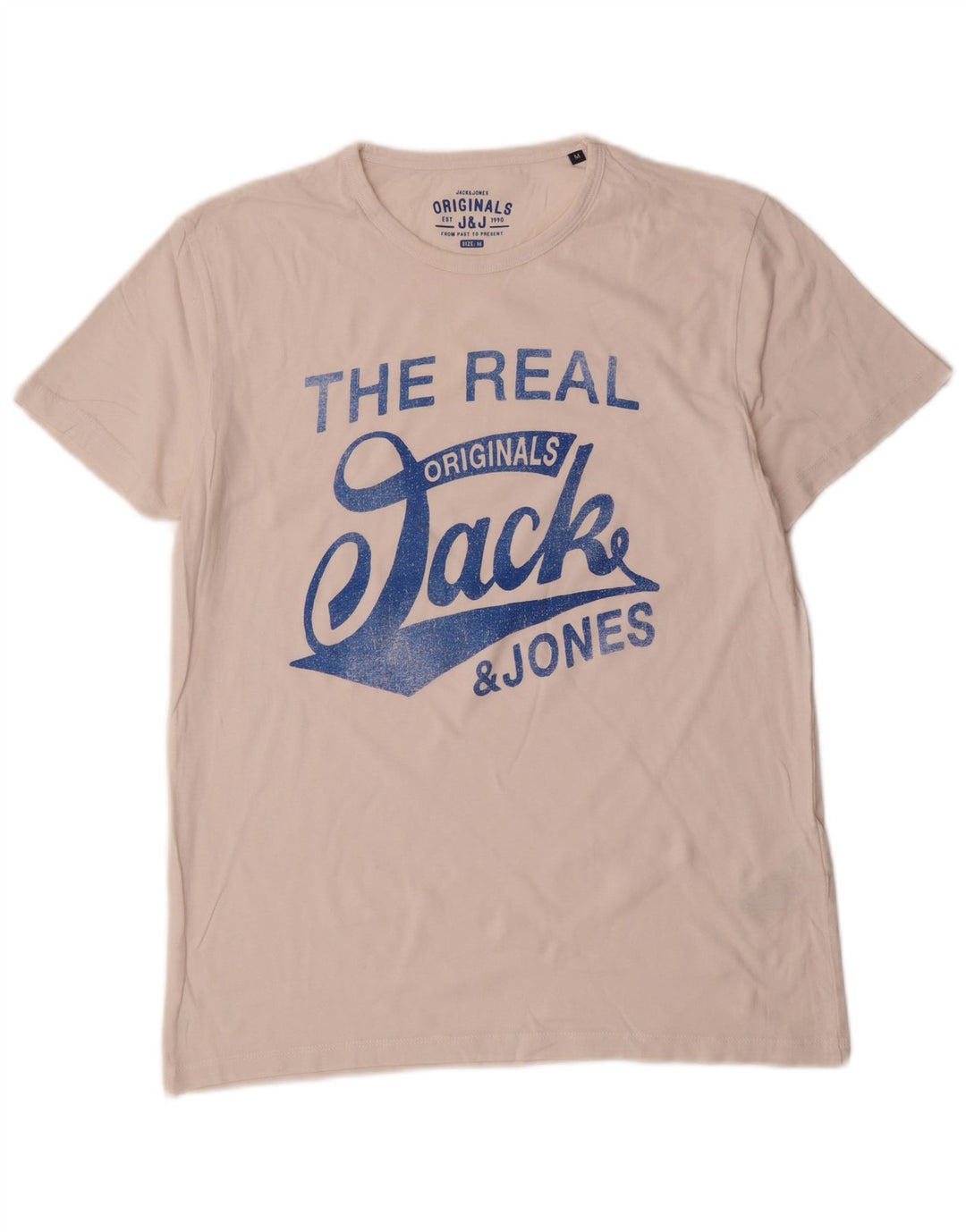 Jack & Jones Mens Graphic T-Shirt Top Medium White Cotton