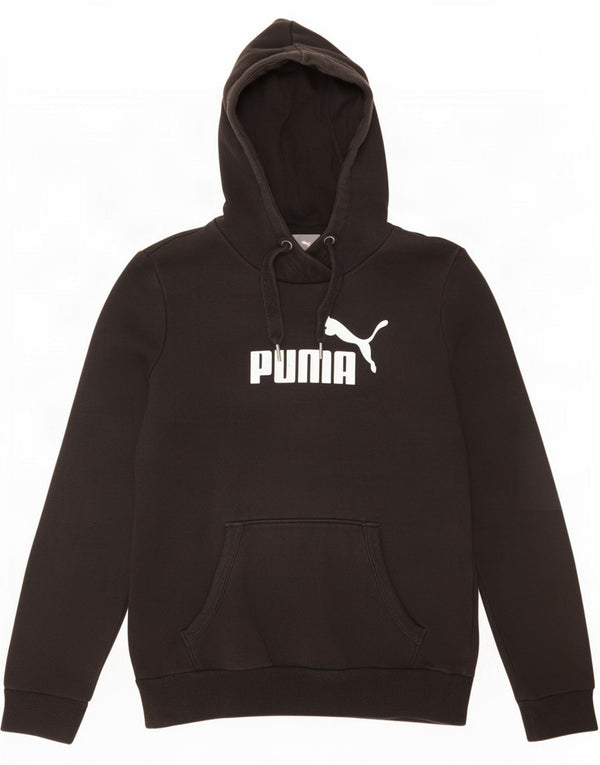 Puma Womens Graphic Hoodie Jumper UK 8 Small Black Cotton