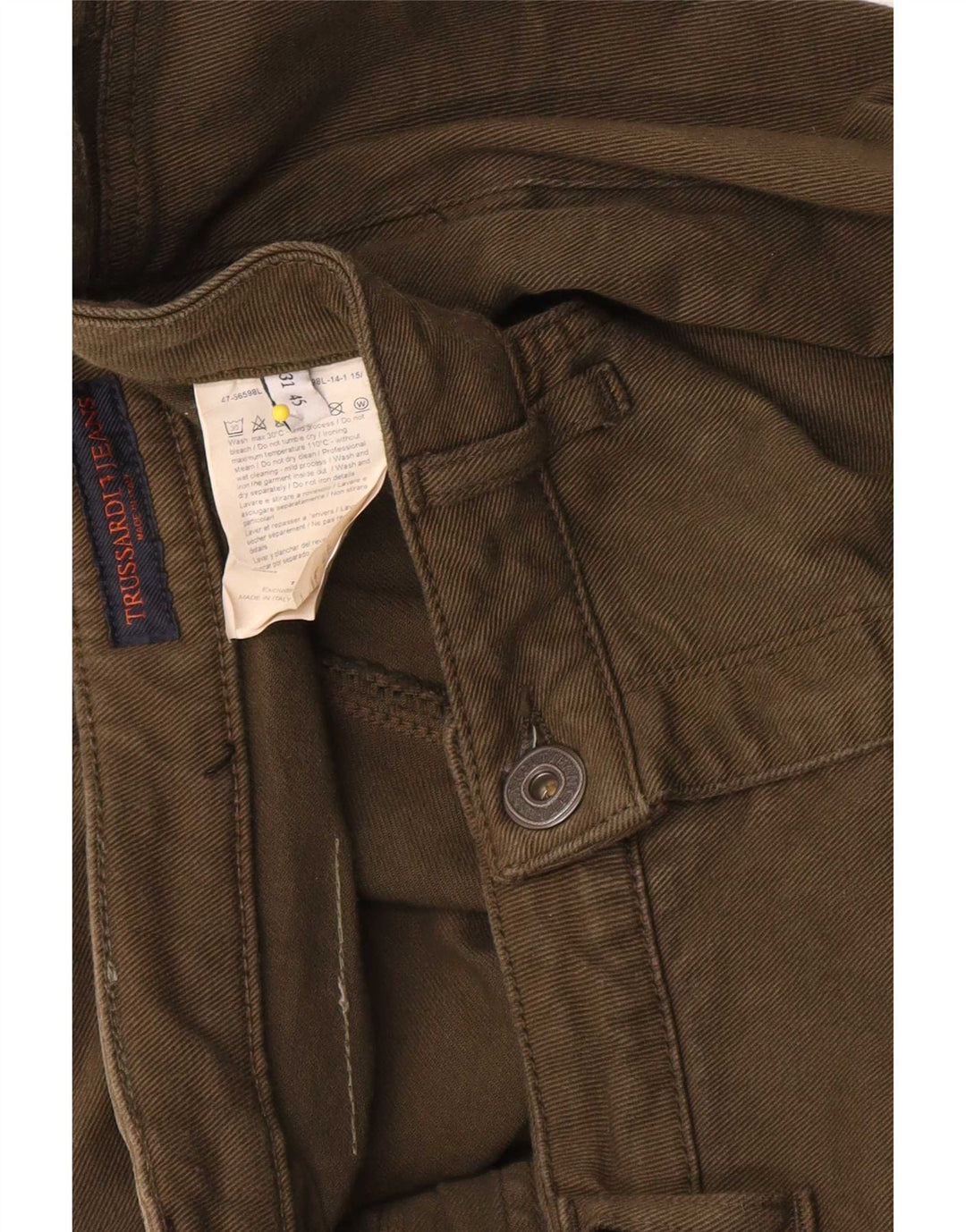 Trussardi Womens Bootcut Jeans W31 L31 Khaki Cotton