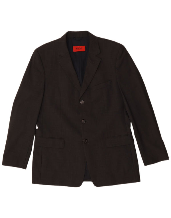 Hugo Boss Mens 3 Button Blazer Jacket UK 50 Large Black Wool
