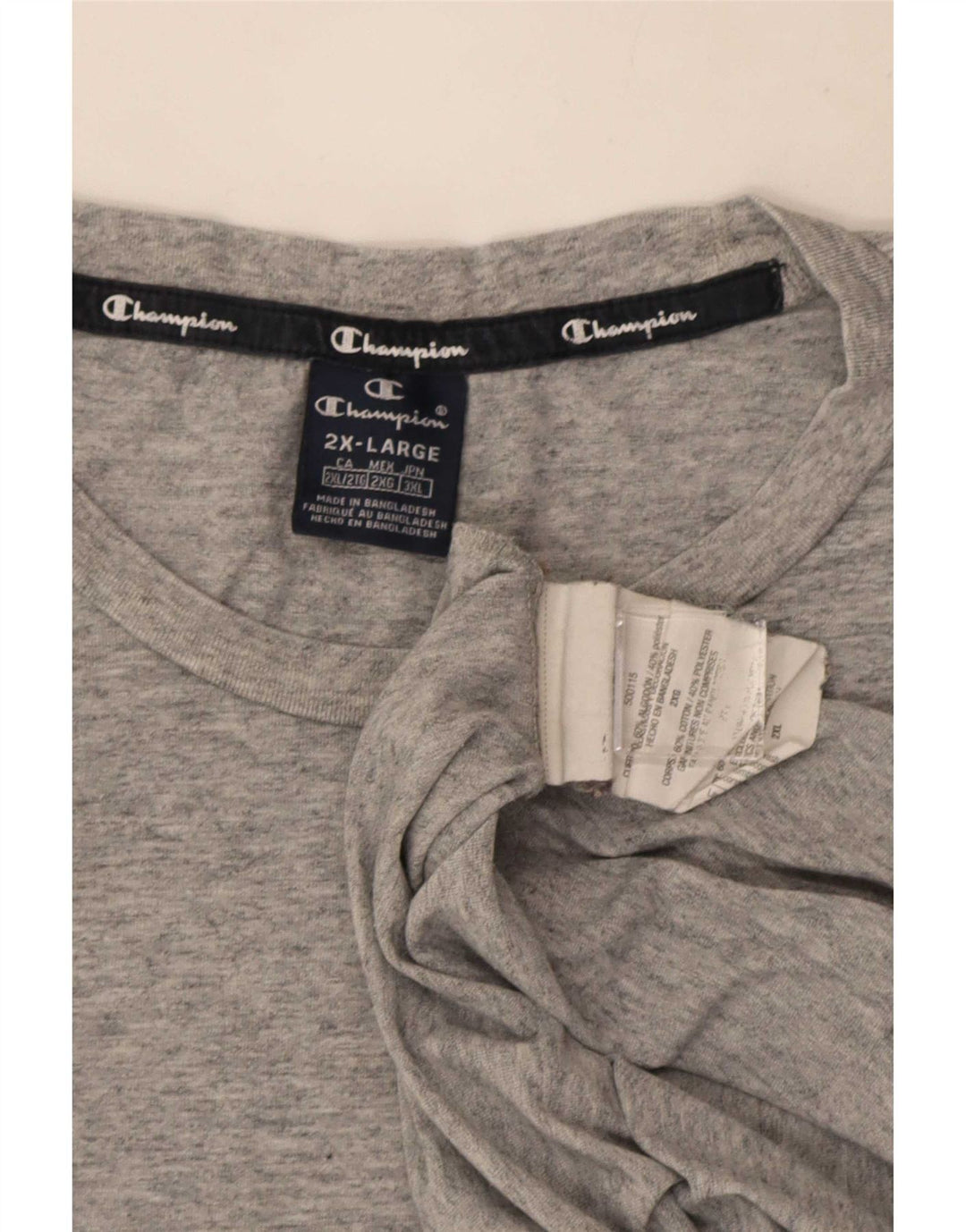 Champion Mens T-Shirt Top 2XL Grey Flecked Cotton