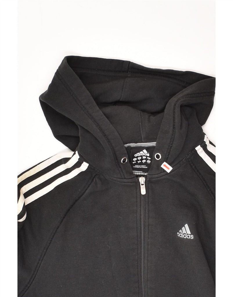 ADIDAS Womens Zip Hoodie Sweater UK 10 Small Black Cotton | Vintage Adidas | Thrift | Second-Hand Adidas | Used Clothing | Messina Hembry 