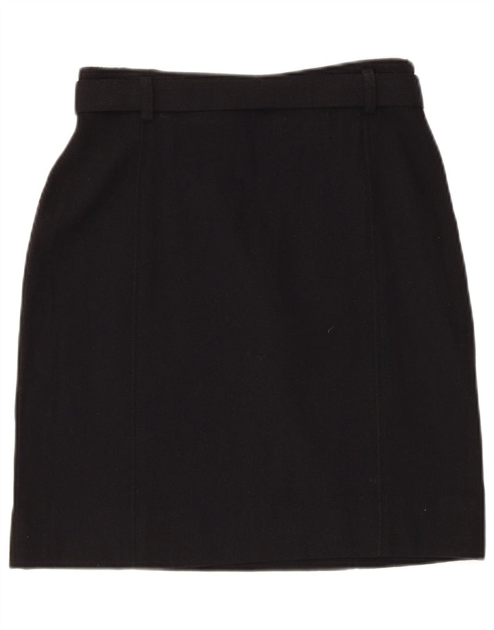 Vintage Womens Straight Skirt IT 42 Medium W26 Black Wool