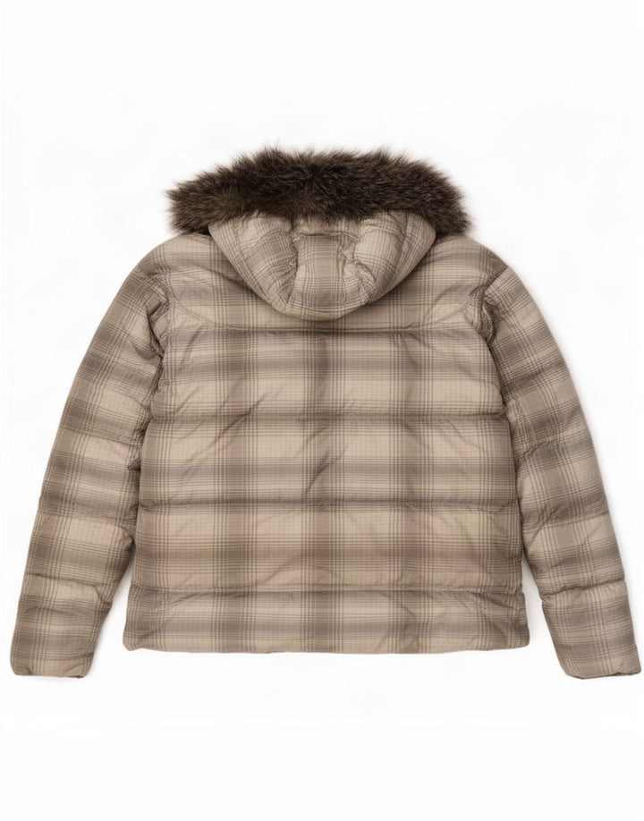 Columbia Womens Hooded Padded Jacket UK 18 XL Grey Check Polyester