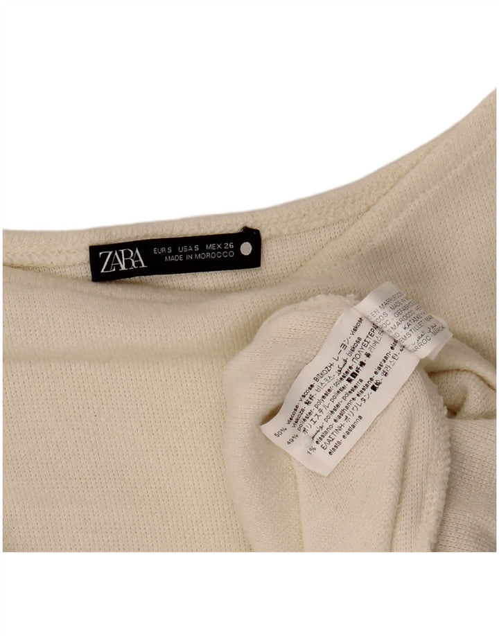Zara Womens Oversized Asymmetric Top Long Sleeve UK 10 Small Off White