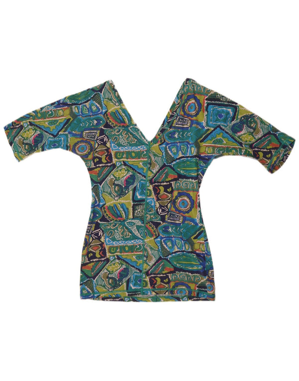 Vintage Womens Crop Graphic T-Shirt Top UK 18 XL Multicoloured Geometric