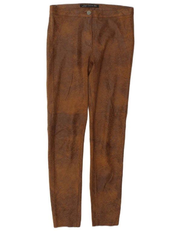 Zara Womens Skinny Casual Trousers XS W24 L26 Brown Polyester