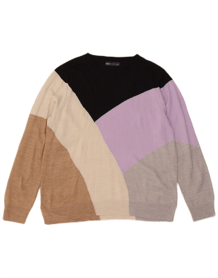 Marks & Spencer Womens Boat Neck Jumper Sweater UK 16 Large Multicoloured