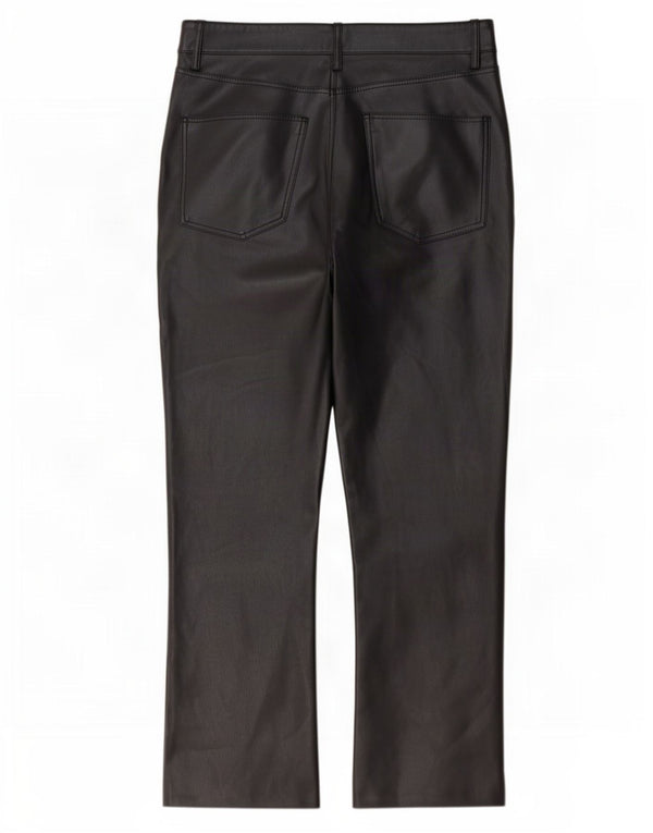 Zara Womens Crop Bootcut Faux Leather Trousers EU 38 Small W28 L25 Black