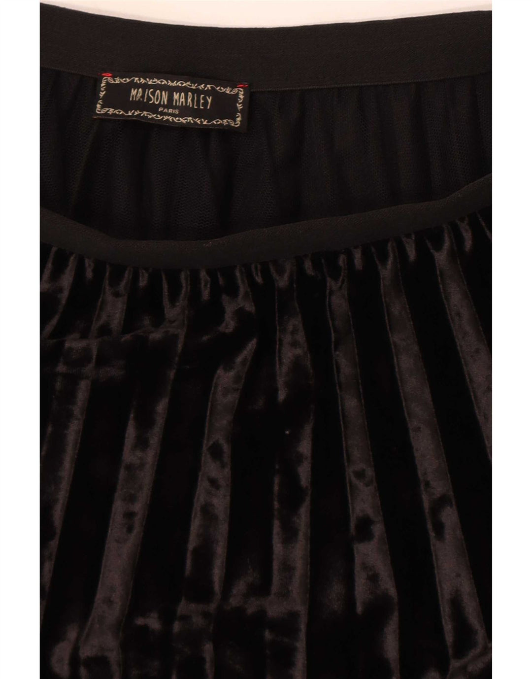 Vintage Womens Velvet Pleated Skirt W28 Medium Black