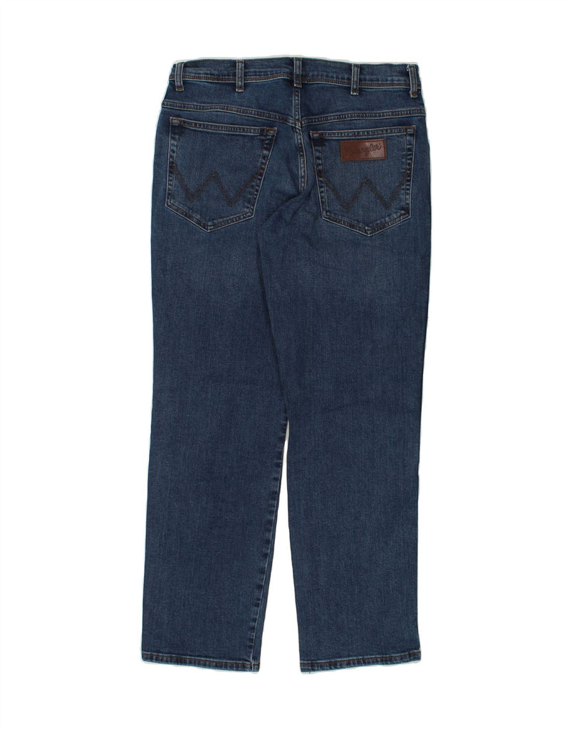 WRANGLER Mens Straight Jeans W32 L30  Navy Blue Cotton | Vintage Wrangler | Thrift | Second-Hand Wrangler | Used Clothing | Messina Hembry 