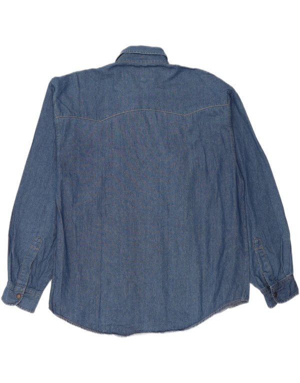 Vintage Mens Denim Shirt Large Blue Cotton
