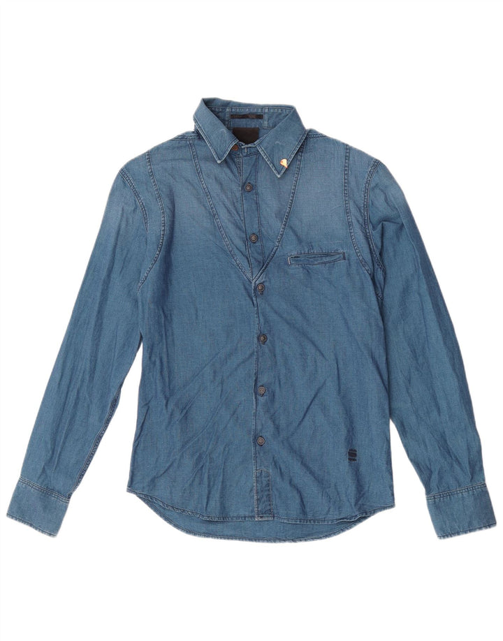 G-Star Mens Shirt Small Blue Cotton
