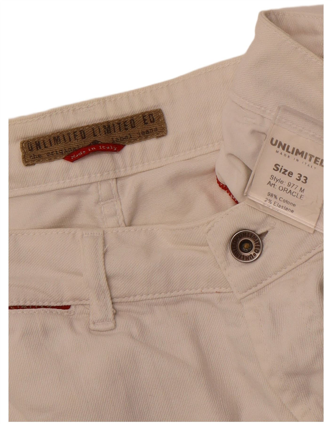 UNLIMITED Womens Denim Shorts W33 Medium White Cotton