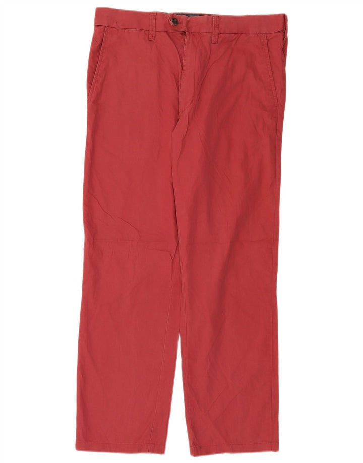 Marks & Spencer Mens Straight Regular Suit Trousers W32 L28 Pink Cotton