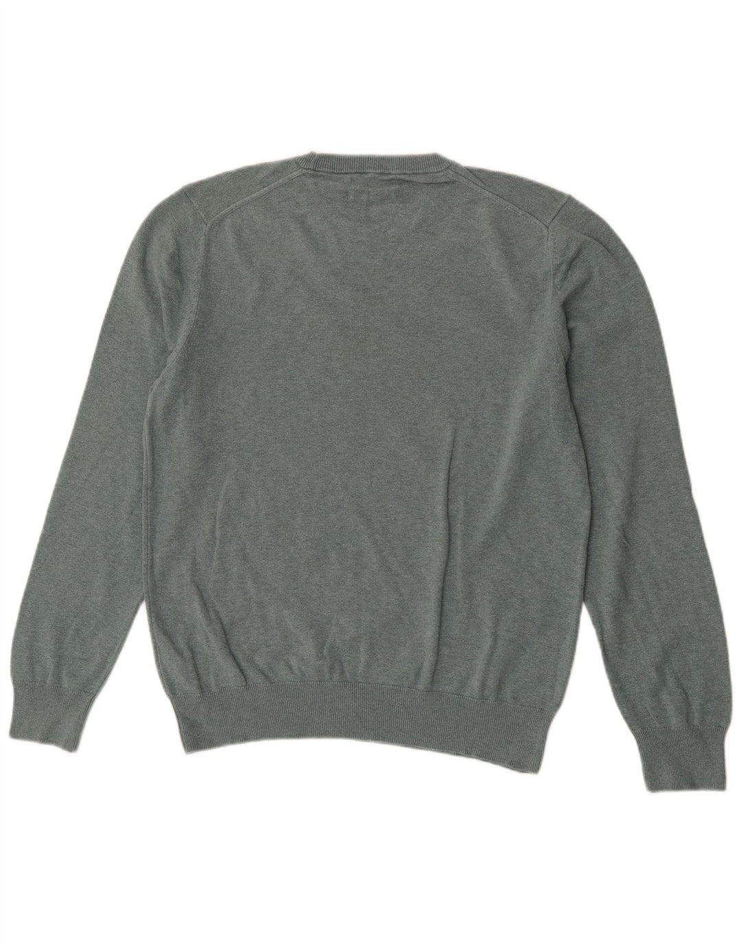 Marks & Spencer Mens Crew Neck Jumper Sweater Large Green Cotton