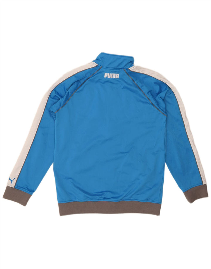 PUMA Boys Graphic Tracksuit Top Jacket 11-12 Years Large  Blue Colourblock