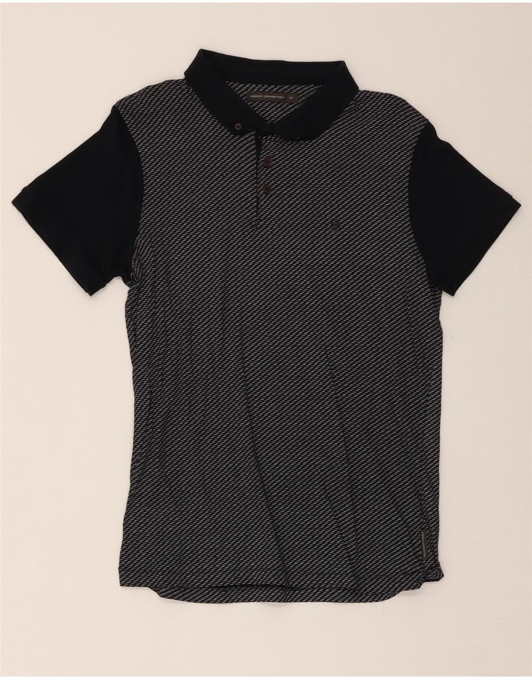 FRENCH CONNECTION Mens Polo Shirt Medium Black Colourblock Cotton Vintage French Connection and Second-Hand French Connection from Messina Hembry 