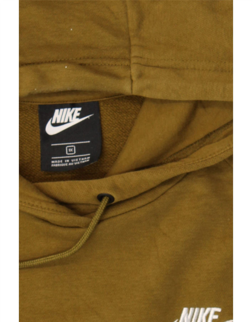 NIKE Womens Oversized Hoodie Jumper UK 18 XL Khaki Cotton Vintage Nike and Second-Hand Nike from Messina Hembry 