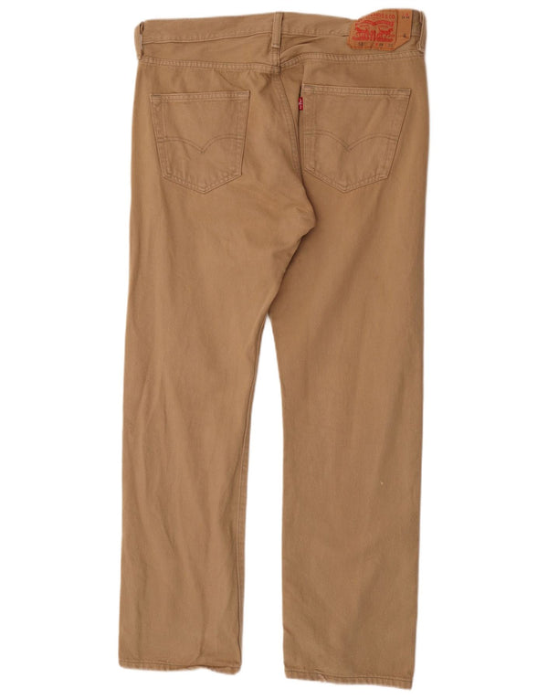 Levi's Mens 501 Stretch Straight Jeans W34 L30 Brown Cotton