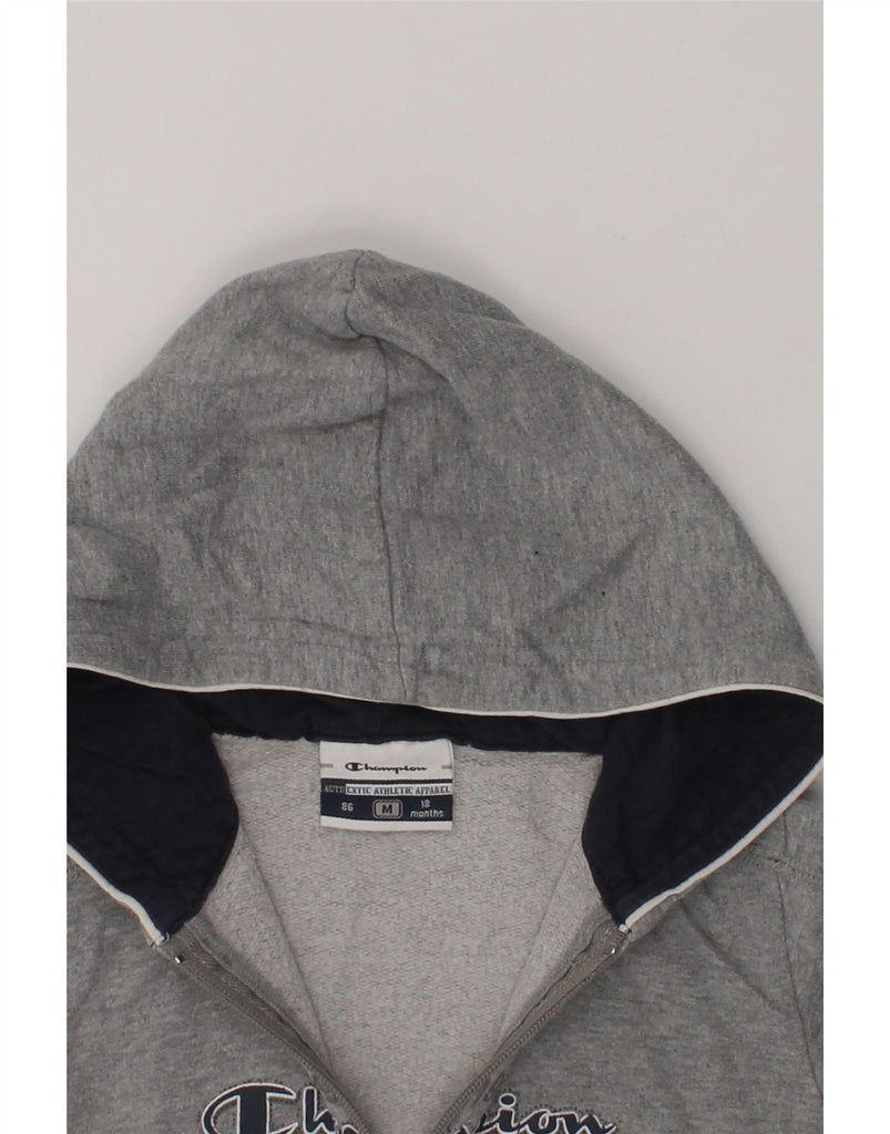 CHAMPION Baby Boys Graphic Zip Hoodie Sweater 12-18 Months Grey Cotton | Vintage Champion | Thrift | Second-Hand Champion | Used Clothing | Messina Hembry 