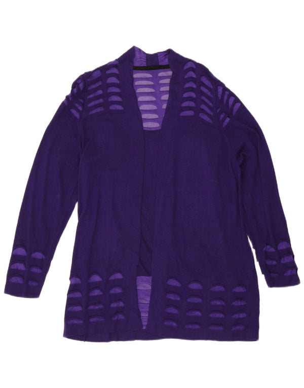 Marks & Spencer Womens Open Cardigan Sweater UK 18 XL Purple Geometric