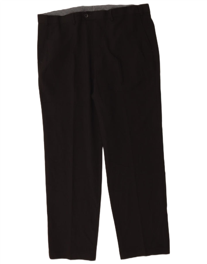 Marks & Spencer Mens Straight Suit Trousers W42 L33 Black Polyester