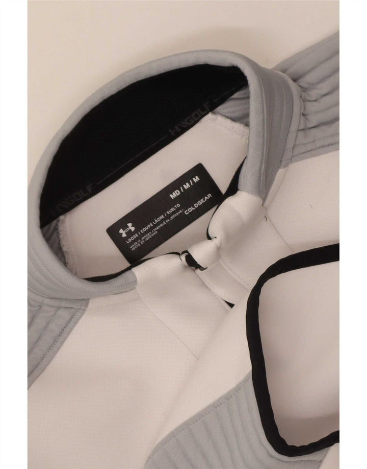 Under Armour Mens Cold Gear Pullover Tracksuit Top Medium White Colourblock