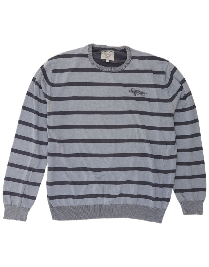 Canda Mens Crew Neck Jumper Sweater 2XL Blue Striped