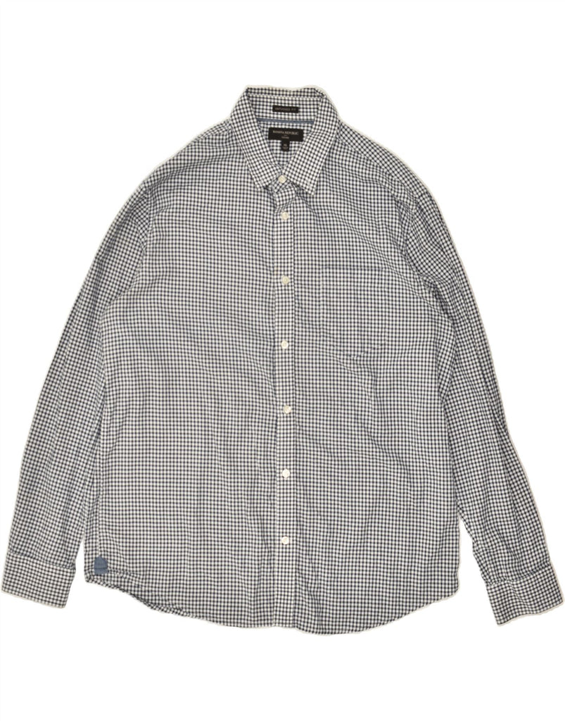 BANANA REPUBLIC Mens Oxford Shirt XL Grey Check Cotton | Vintage Banana Republic | Thrift | Second-Hand Banana Republic | Used Clothing | Messina Hembry 