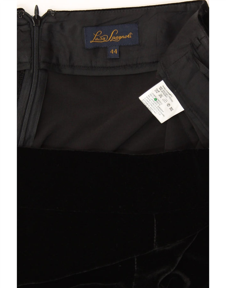 LUISA SPAGNOLI Womens Velvet Casual Trousers IT 44 Medium W34 L31 Black