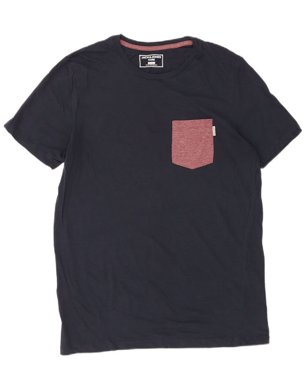 Jack & Jones Mens Slim Fit T-Shirt Top Large Navy Blue Cotton