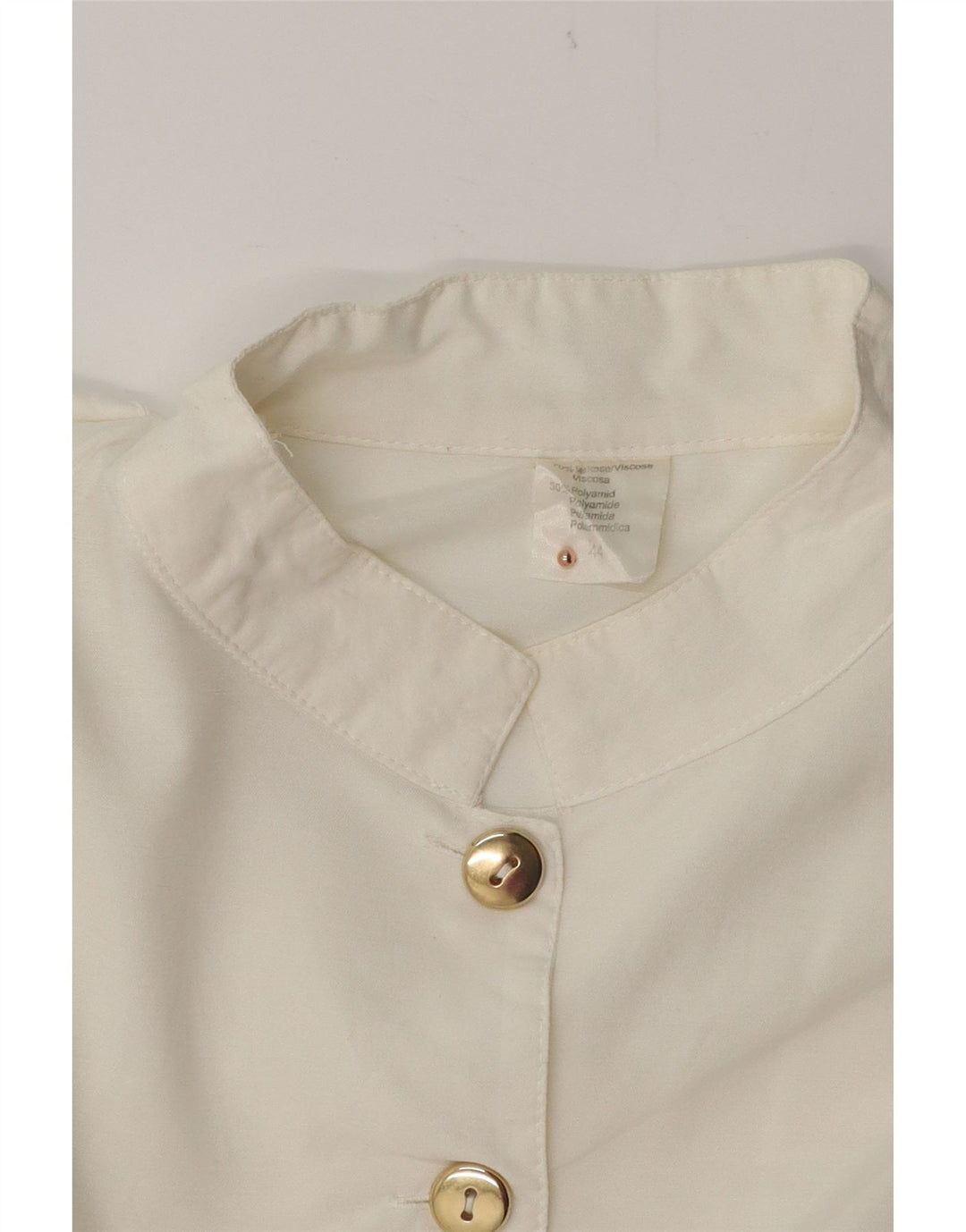 VINTAGE Womens Crop Shirt Blouse IT 44 Medium White Viscose