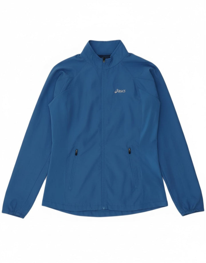 Asics Womens Tracksuit Top Jacket UK 8 Small Blue