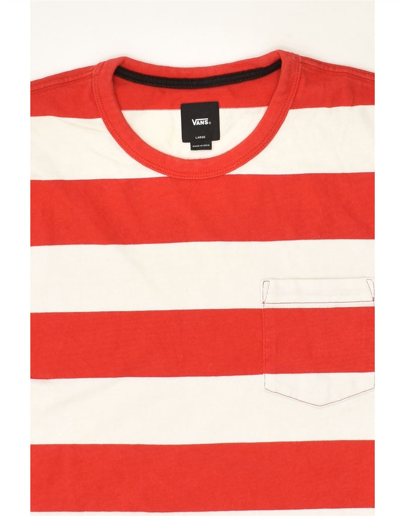 VANS Mens T-Shirt Top Large Red Striped Cotton | Vintage Vans | Thrift | Second-Hand Vans | Used Clothing | Messina Hembry 