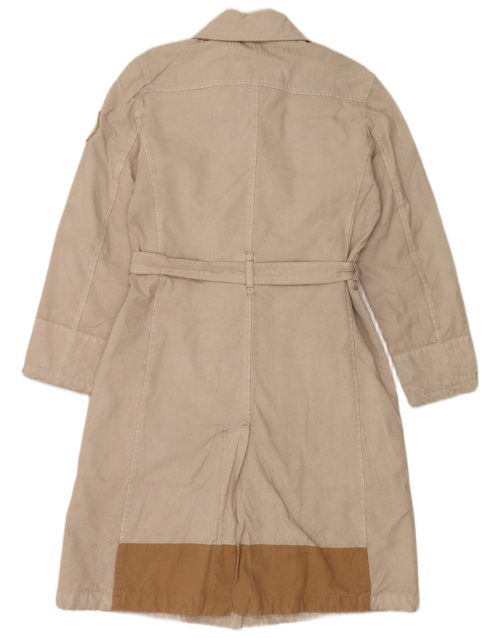 MURPHY & NYE Womens Double Breasted Coat UK 14 Medium Beige Cotton