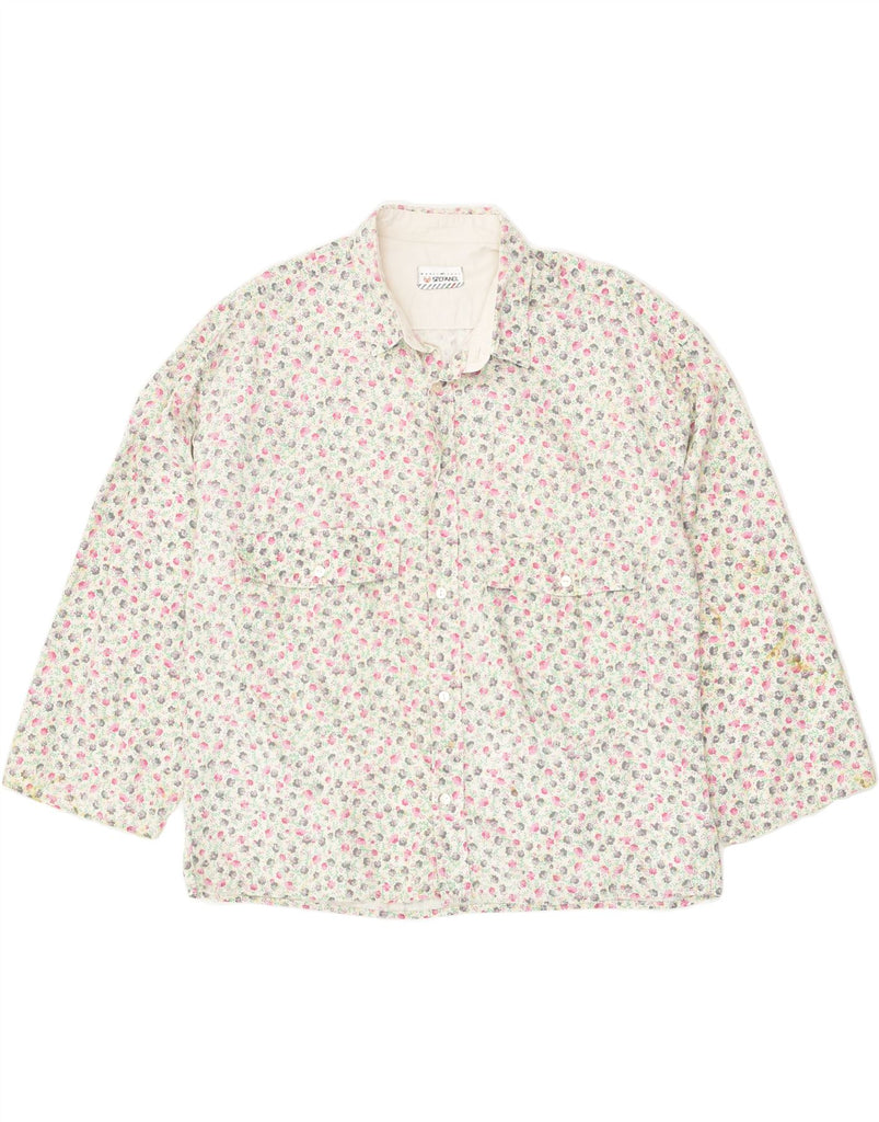STEFANEL Womens 3/4 Sleeve Shirt UK 18 XL Off White Floral | Vintage Stefanel | Thrift | Second-Hand Stefanel | Used Clothing | Messina Hembry 