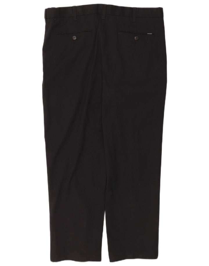 Marks & Spencer Mens Straight Suit Trousers W40 L28 Black Cotton