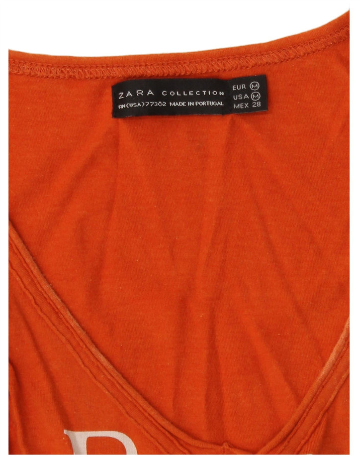 Zara Womens Graphic Vest Top UK 12 Medium Orange Floral