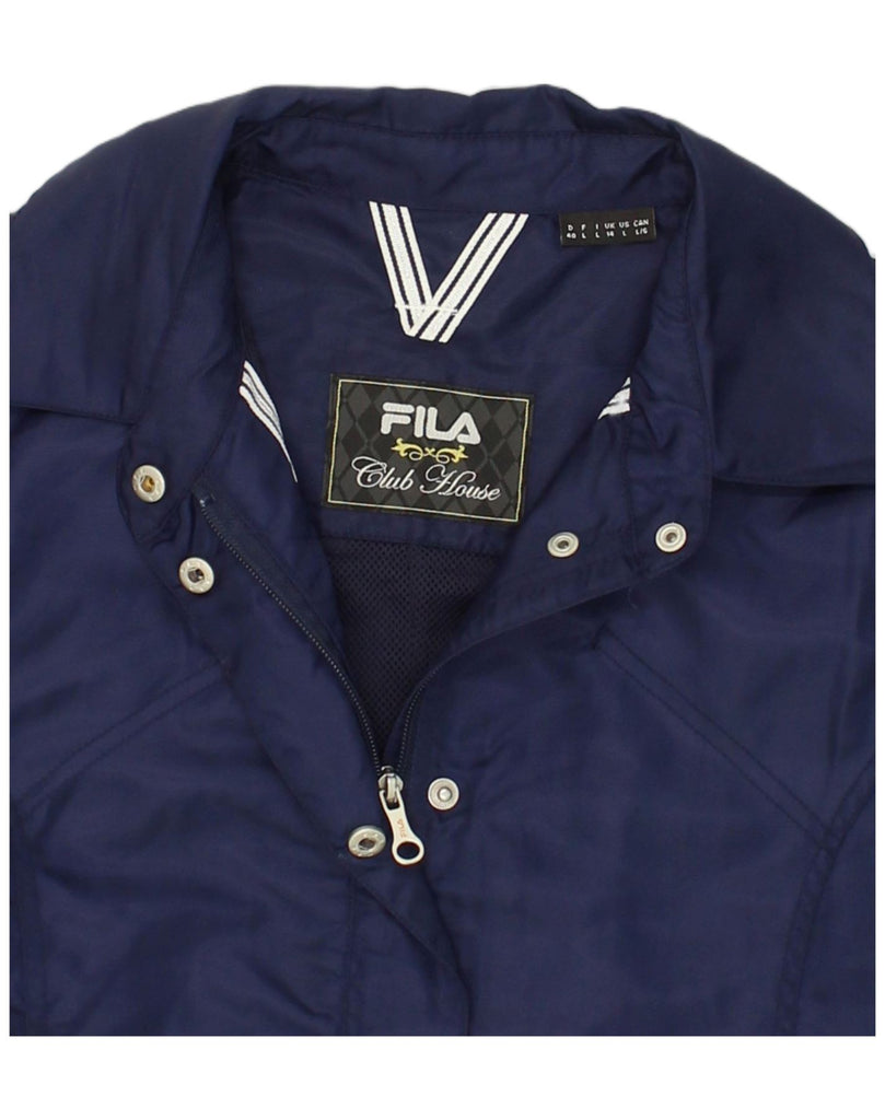 FILA Womens Club House Bomber Jacket UK 14 Large Blue Polyamide | Vintage Fila | Thrift | Second-Hand Fila | Used Clothing | Messina Hembry 