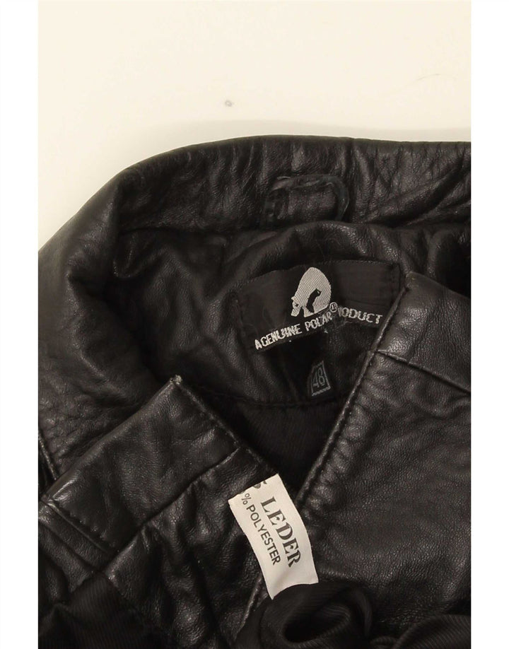Vintage Womens Leather Jacket IT 48 XL Black Leather