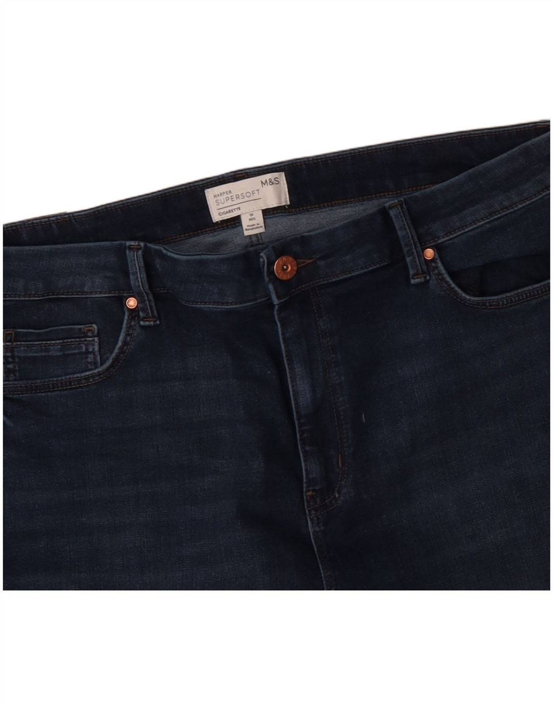 MARKS & SPENCER Womens Cigarette Slim Cropped Jeans UK 18 XL W36 L25 Blue