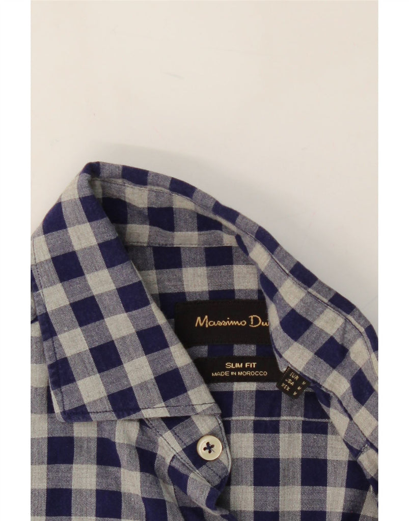MASSIMO DUTTI Mens Slim Fit Shirt Medium Navy Blue Check Cotton Vintage Massimo Dutti and Second-Hand Massimo Dutti from Messina Hembry 