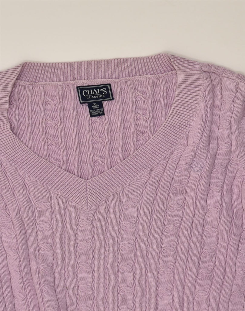 CHAPS Womens Classic Classic Fit V-Neck Jumper Sweater UK 18 XL  Purple | Vintage Chaps | Thrift | Second-Hand Chaps | Used Clothing | Messina Hembry 