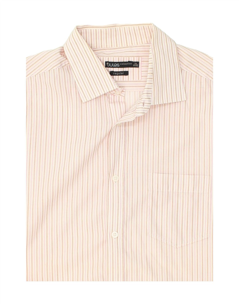 JULES Mens Short Sleeve Shirt Size 41/42 Large Pink Striped Cotton | Vintage Jules | Thrift | Second-Hand Jules | Used Clothing | Messina Hembry 