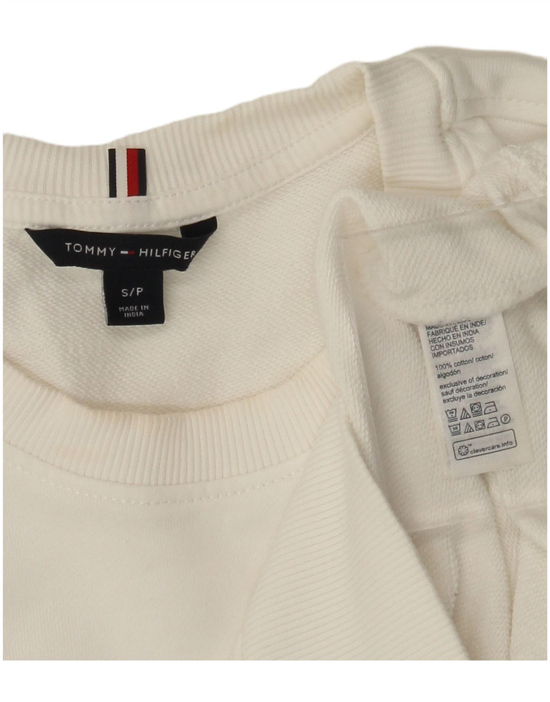 Tommy Hilfiger Mens Graphic Sweatshirt Jumper Small White Cotton