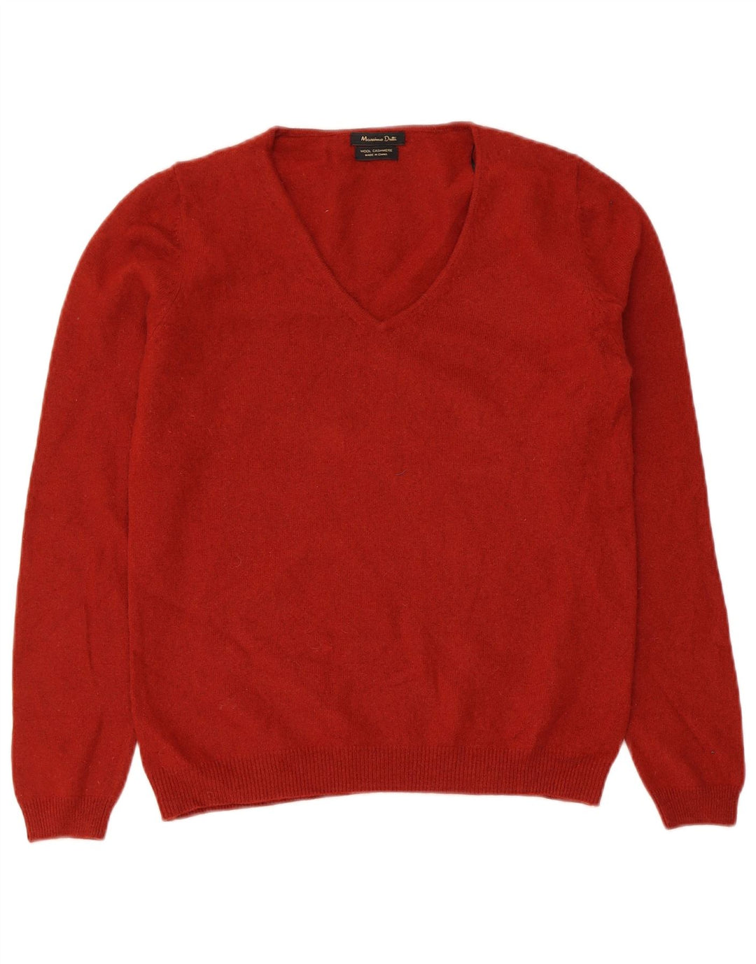 MASSIMO DUTTI Womens V-Neck Jumper Sweater UK 14 Large Red Wool