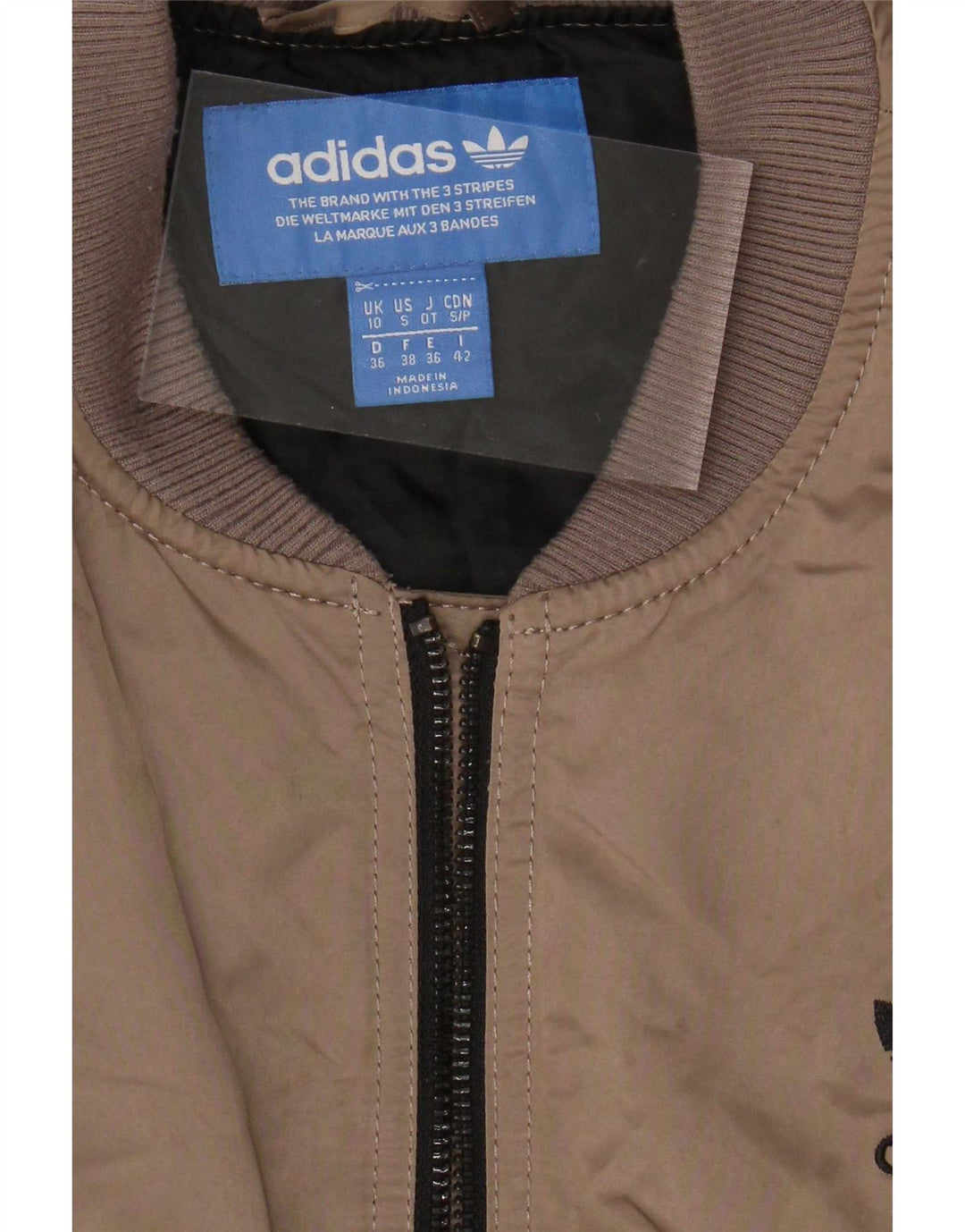 Adidas Womens Graphic Oversized Padded Jacket UK 10 Small Brown Polyester